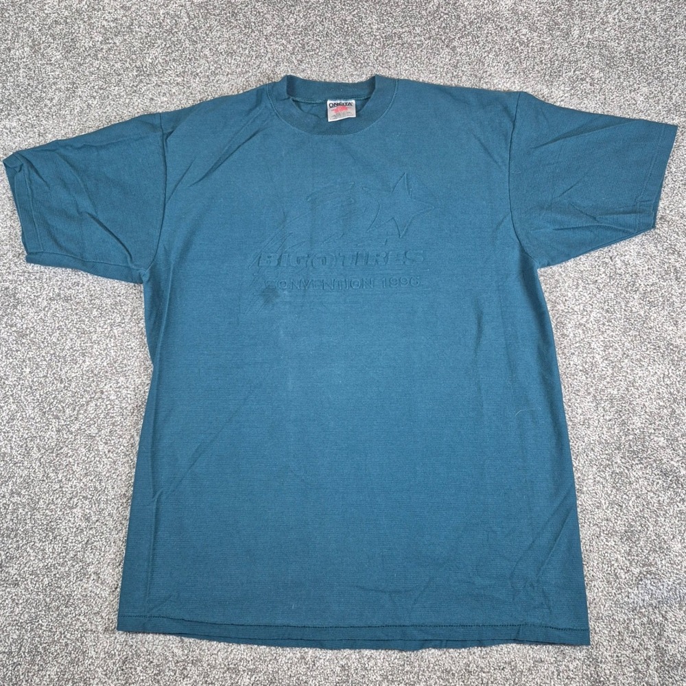 Vintage 1996 Big O Tires T-Shirt Mens XL Teal Single Stitch Made in USA